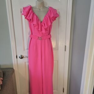 Lilly Pulitzer Vibrant Pink Ruffled Jumpsuit